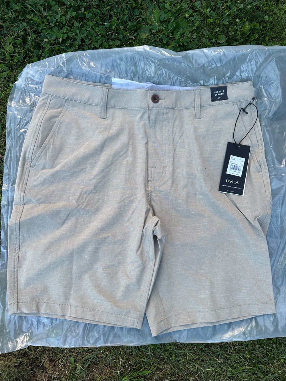 RVCA Men's Beige Flat Front Shorts